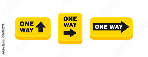 One way marking sign with arrow pointer. Road traffic sign. Vector illustration