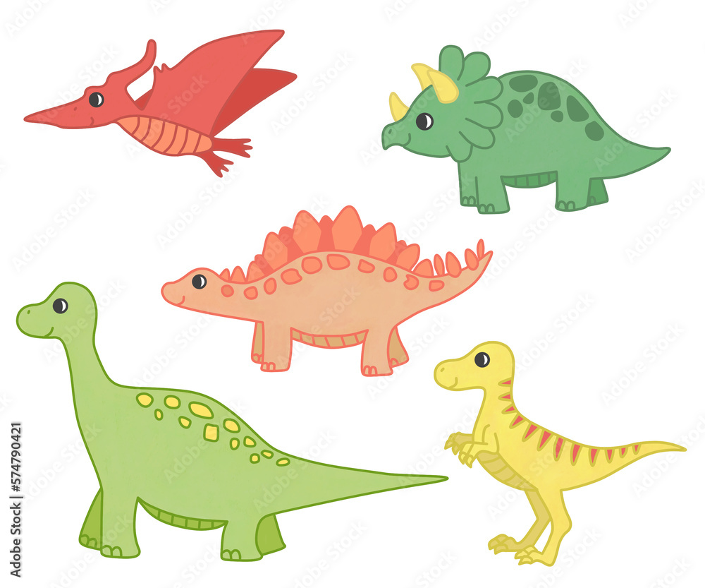 Dinosaur Cartoon Collection Set. Cute Dinosaur Illustration Set. Dinosaur Cartoon Collection Set. Cute Dinosaur Illustration Set.