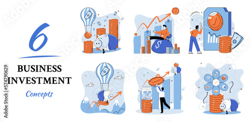 Business investment metaphor. Investment capital for profit and income multiplying. Buying shares and funds, modern economy. Investor strategy, financing business activities. Active or passive income