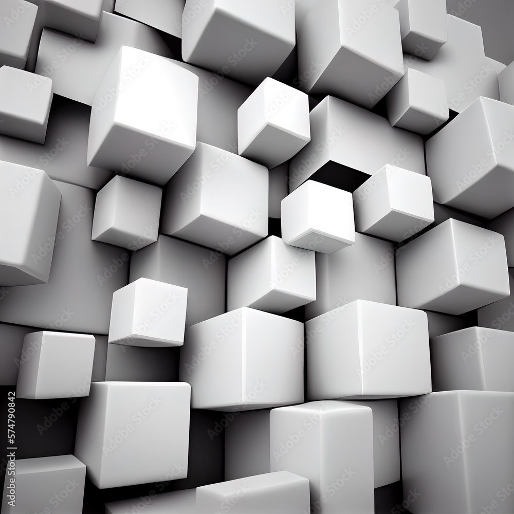Obraz premium white cubes abtract design minimalistic backdrop background wallpaper 3d render. ai generated