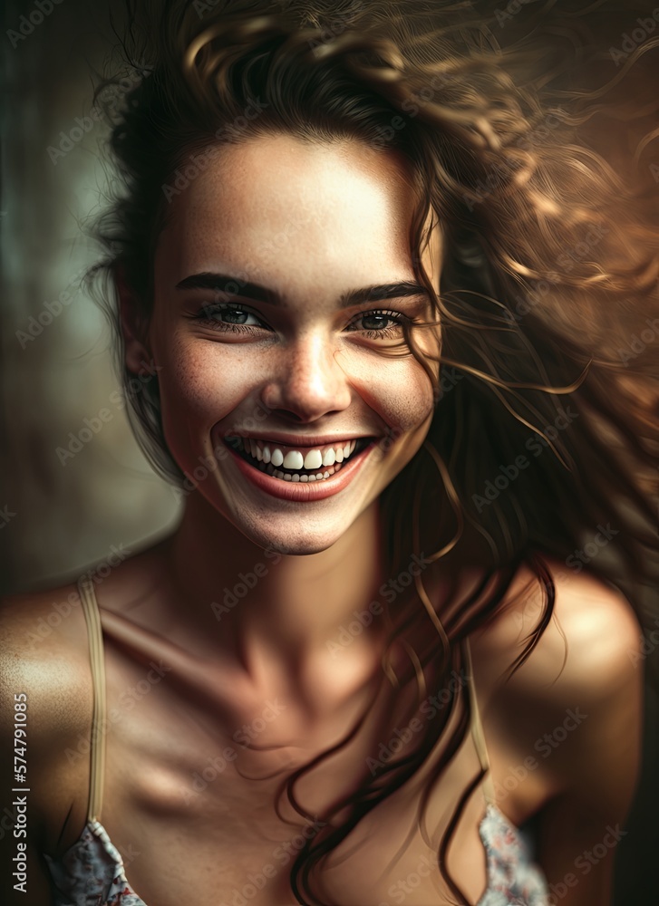 Portrait of happy and smiling caucasian Scandinavian young woman. Concept for natural beauty. Generative AI. Portrait of happy and smiling caucasian Scandinavian young woman. Concept for natural beauty. Generative AI.