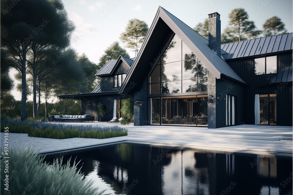 Modern House in Sweden, generative AI Modern House in Sweden, generative AI