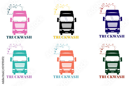 Set of truck wash icons colors isolated on white background. vector illustration.