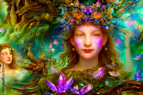 Beautiful girl in the fairy forest. Fairy tale. © amazing image