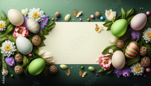 Easter poster background template with Easter. For Easter scrapbooking posters planners, web, landing page. Generative AI