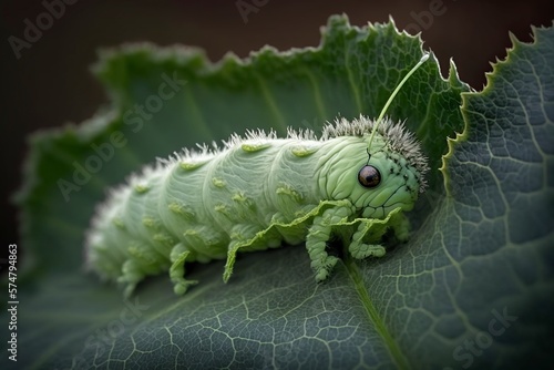 illustration, white big caterpillar, ai generative