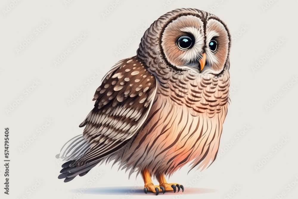 Fototapeta premium Visualization of a tranquil Barred Owls are big, stout owls that don't have ear tufts and have rounded, medium length tails. Generative AI