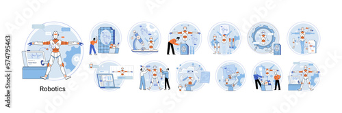Robotics scientific and technical, metaphor production and application of robots. Programmable mechanical device building robot in lab. Robotic arm industrial smart manufacture. Cyber-physical systems