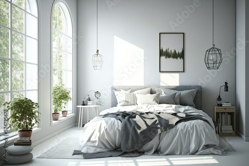 The cozy bedroom. Generative AI