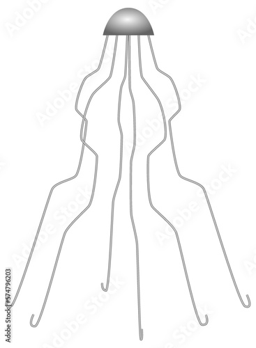 Vector illustration of the original stainless steel Greenfield Filter. Vena cava filter model.