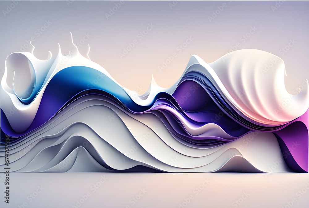 Abstract Waves White blue and Purple Background created with Generative AI Abstract Waves White blue and Purple Background created with Generative AI