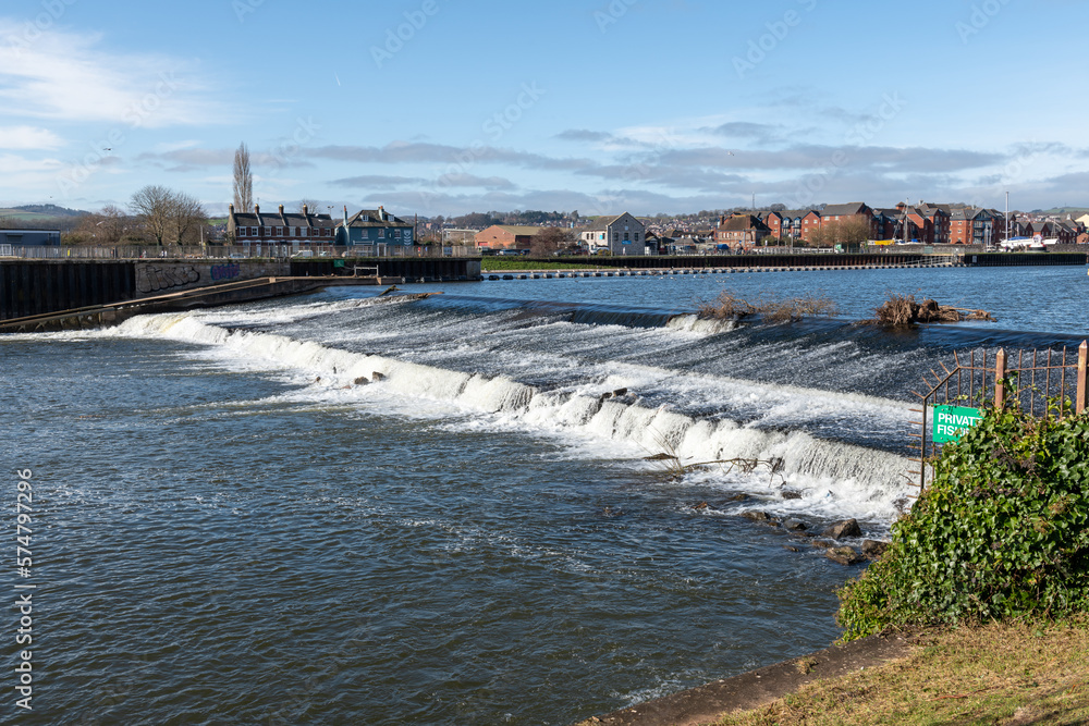 Trews weir on the river Exe in Exeter