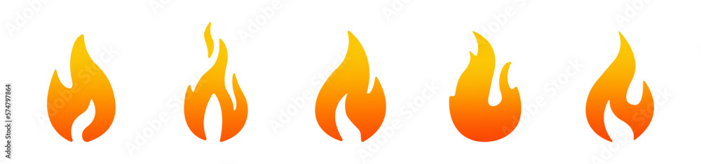 Fire icons for design. concept flame, fire, icon, vector illustration in flat style Fire icons for design. concept flame, fire, icon, vector illustration in flat style
