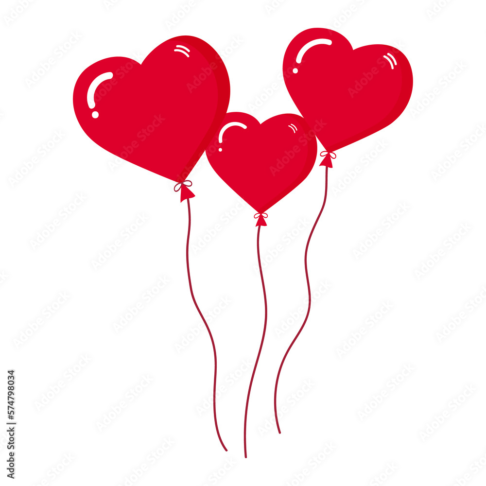 Ilustración vectorial del día de San Valentín. Globos con forma de corazón. Clip art 300 dpi