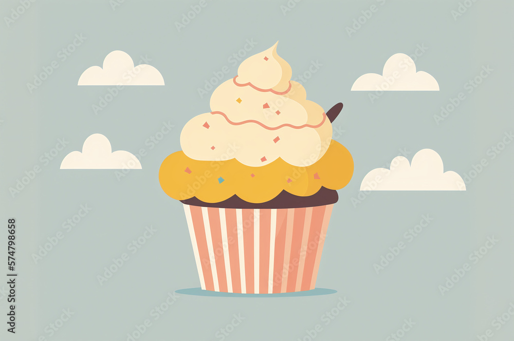 Cupcake illustration with frosting and sprinkles Cupcake illustration with frosting and sprinkles