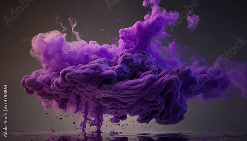 Violet pastel ink smoke cloud in water generative ai