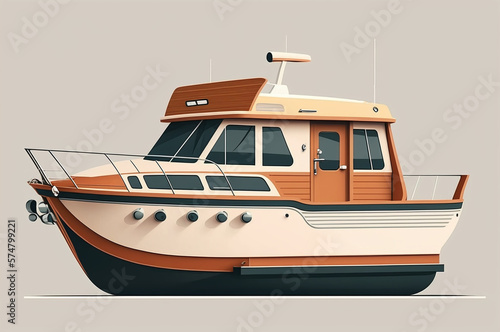 Illustration of a cabin cruiser boat 