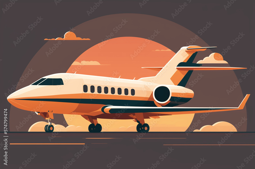 Minimalistic illustration about a private jet