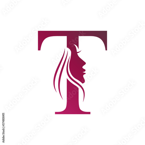 Letter T beauty salon logo design