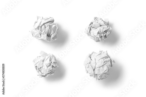 Принти на полотні White crumpled paper balls isolated on a transparent background, PNG