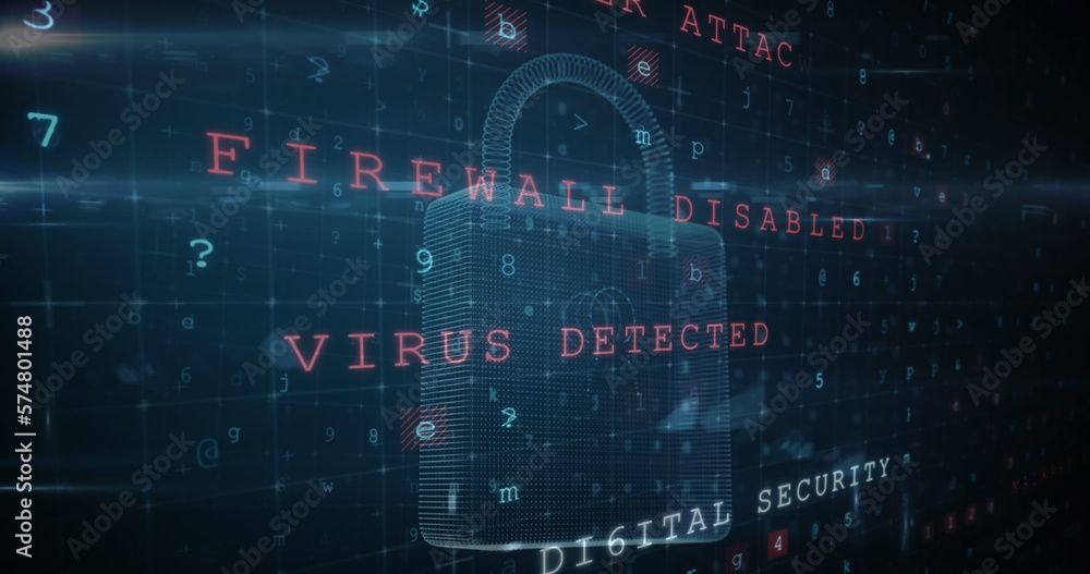 Image of digital interface with security padlock over dark background Image of digital interface with security padlock over dark background