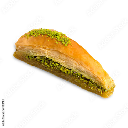 Baklava (Carrot Slice) with Pistachio Isolated White Background Close Up PNG File