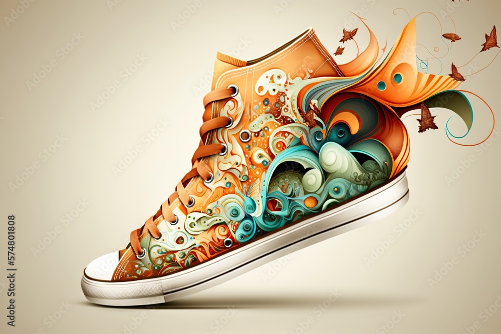 illustration, creative shoes, generative ai