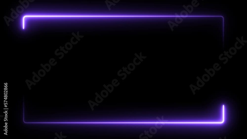 Neon glowing frame background. Lasers are blue. repetitive motion animation, with neon lights shrinking and expanding. isolated on black. 4K graphic animation video
