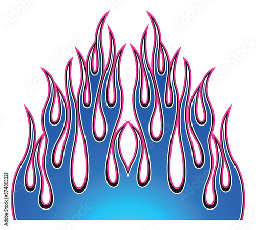 Electric sports car hood flame decal vinyl sticker graphic. Racing car tribal fire flames vector eps file. Vehicle decoration for car top, hood, bonnet.