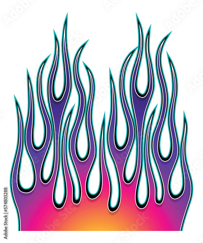 Flame sports car decal vinyl sticker. Racing car speed fire flames vector art graphic. Bonnet flame decoration for car, auto, truck, boat, suv and motorcycle tank.