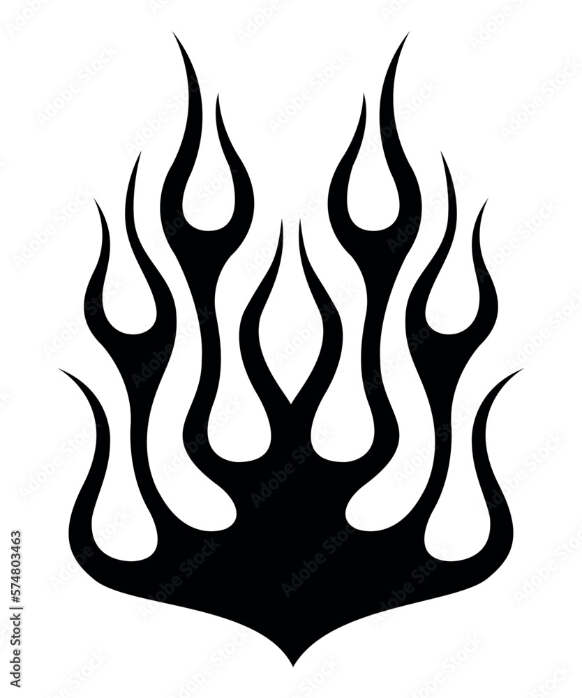 Flame sports car hood airbrush stencil and tattoo art. Racing car