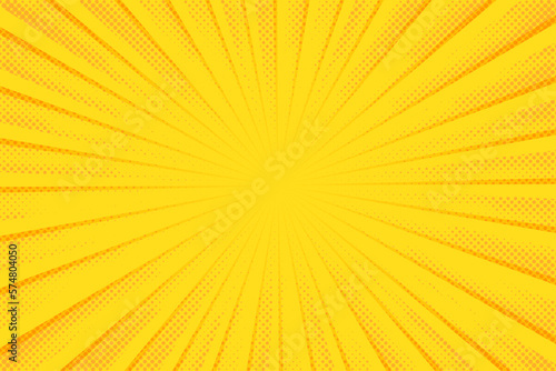 Yellow comics background. Abstract lines backdrop. Bright sunrays. Design frames for title book. Texture explosive polka. Beam action. Pattern motion flash. Rectangle fast boom. Vector illustration 