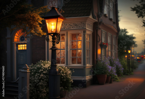 A Warm Glow of Nostalgia: An AI-Generated Render of a Traditional Dutch Neighborhood at Dusk