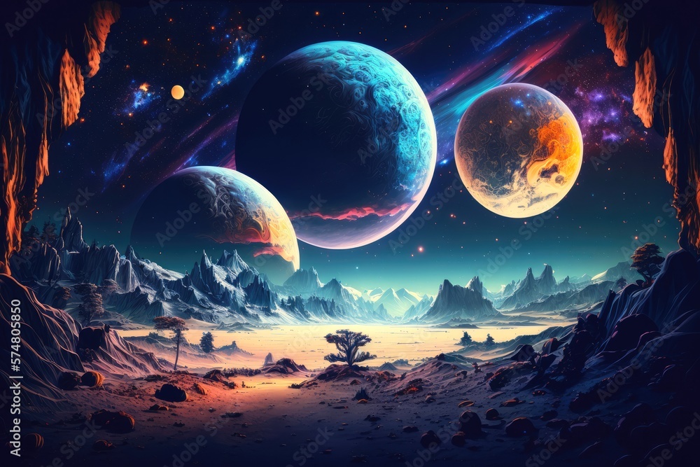 Cosmic other planet landscape abstract background futuristic Generative AI Cosmic other planet landscape abstract background futuristic Generative AI