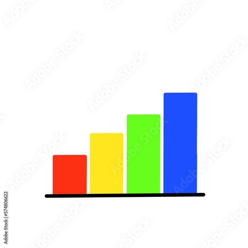 Color graphic growth chart of statistics column. Bar chart. Illustration of growth or profitability statistics.