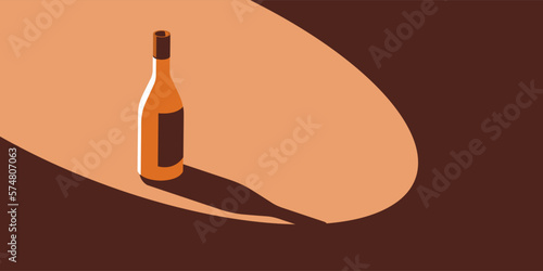 Vintage style wine bottle illustration.