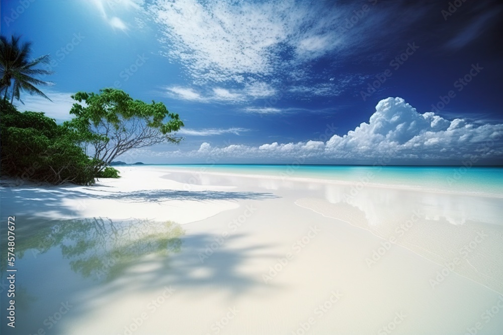 illustration, clean and beautiful beach,generative ai