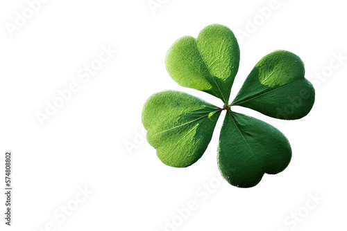 Four-leaf green clover for good luck as a digital illustration (Generative AI)