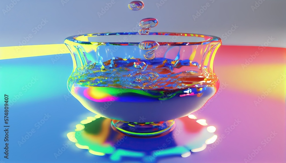 Polychromatic Textures 3D rendered computer generated image of a liquid metal rainbow. Bright ...