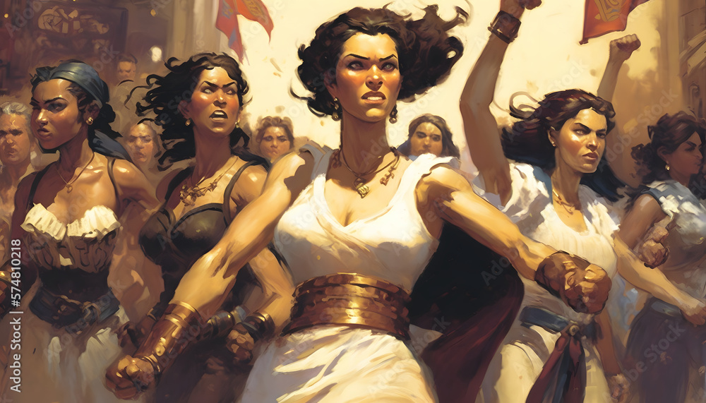 United and Standing Strong, Vector Illustration of the Feminist March on International Women's Day United and Standing Strong, Vector Illustration of the Feminist March on International Women's Day