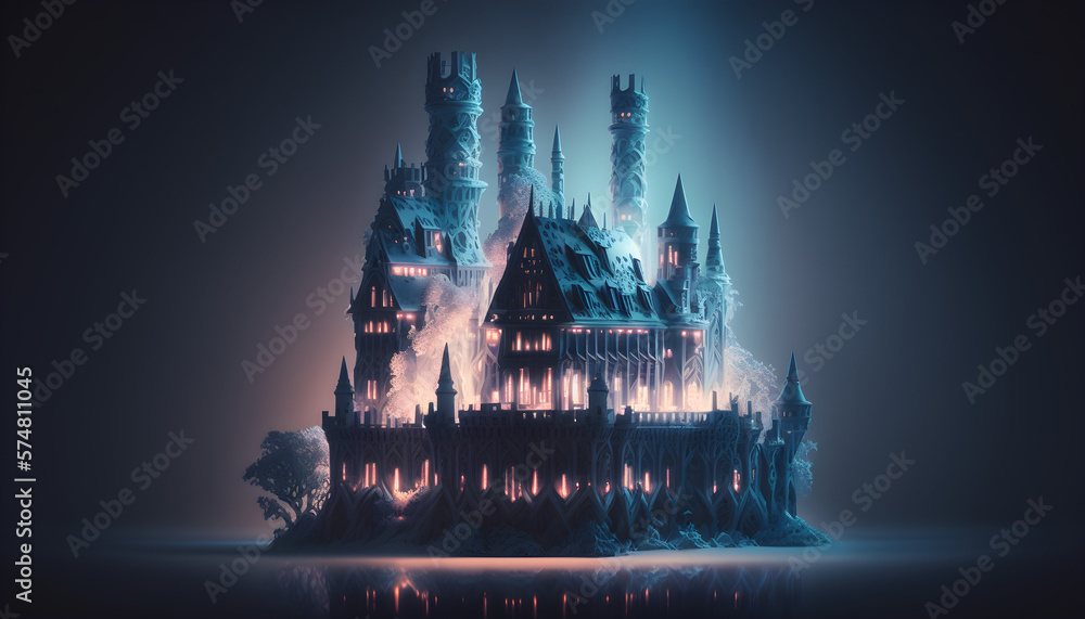 Fototapeta premium Magic castle made of crystal illustration