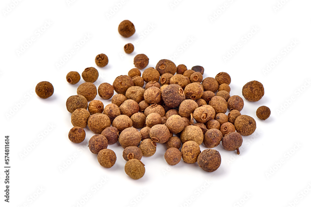 Allspice, isolated on white background. Aromatic allspice.