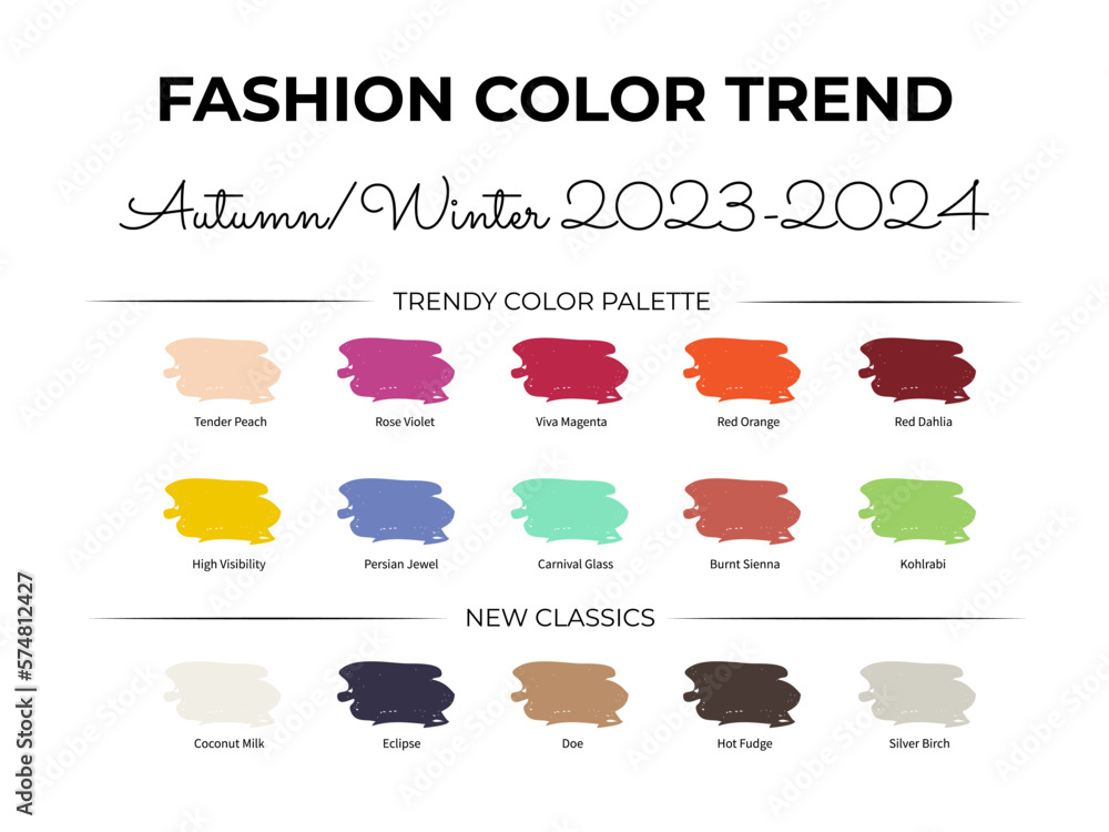 Fashion Color Trend Autumn Winter 2023 2024. Trendy colors palette