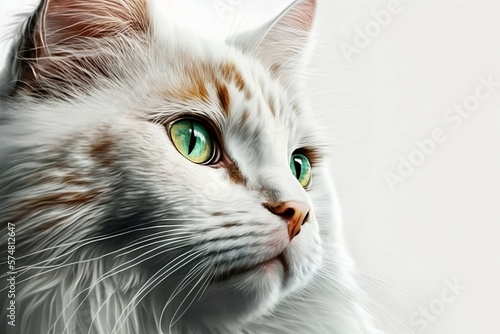 cat close up on a white background