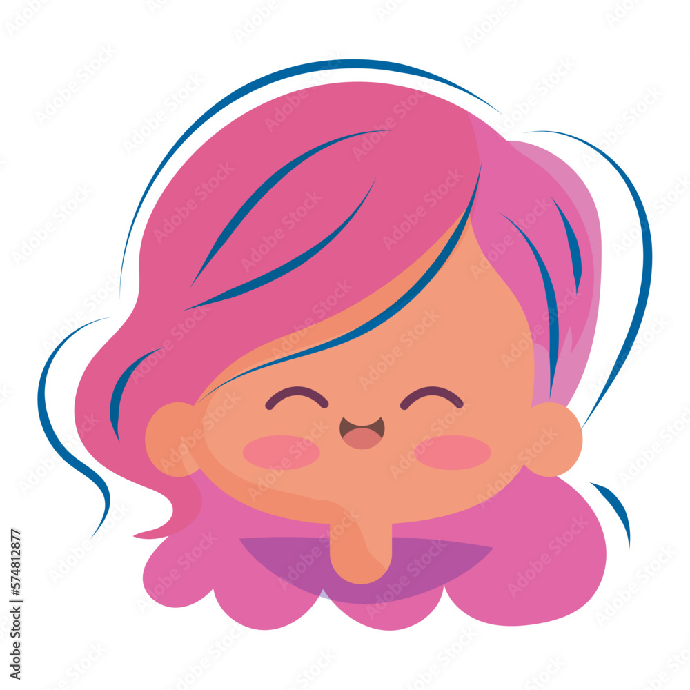 Isolated cute flat happy girl character avatar Vector Isolated cute flat happy girl character avatar Vector