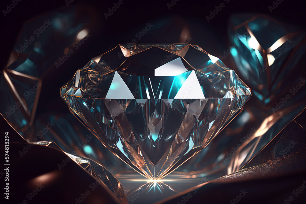 Diamond close up macro shot. Generative AI illustration Diamond close up macro shot. Generative AI illustration