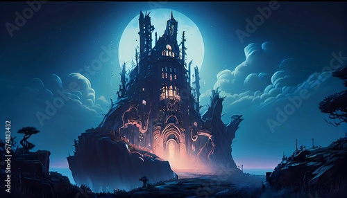 Dark souls castle, anor londo landscape, dark souls, dark fantasy, realistic, detailed, dawn, anor londo cityscape. Generative AI. 