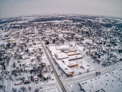 Aerial view of a Small Community in North West Minnesota