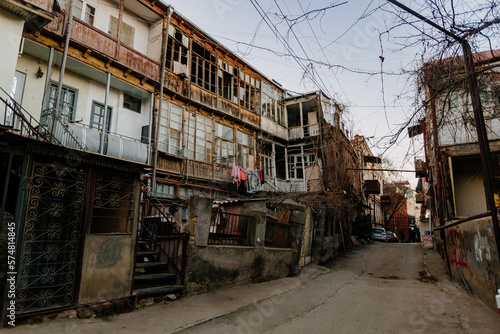 Old shabby houses in the slum district
