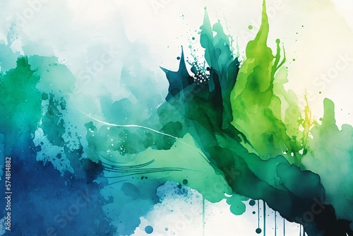abstract watercolor background - blue and green